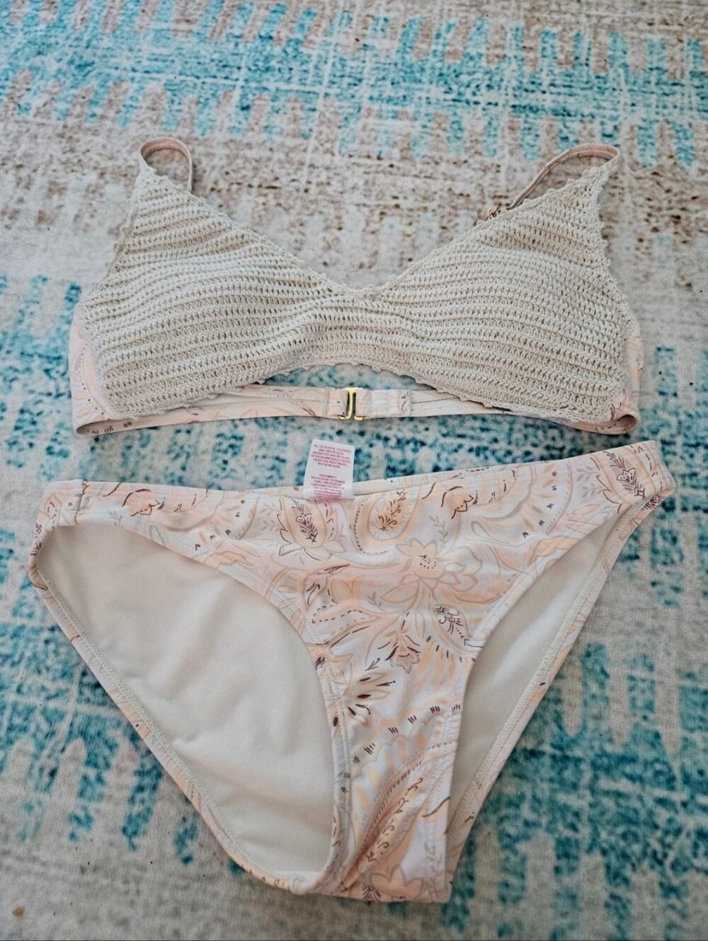 Xhilaration Crochet Bikini Set in Light Peach and Cream